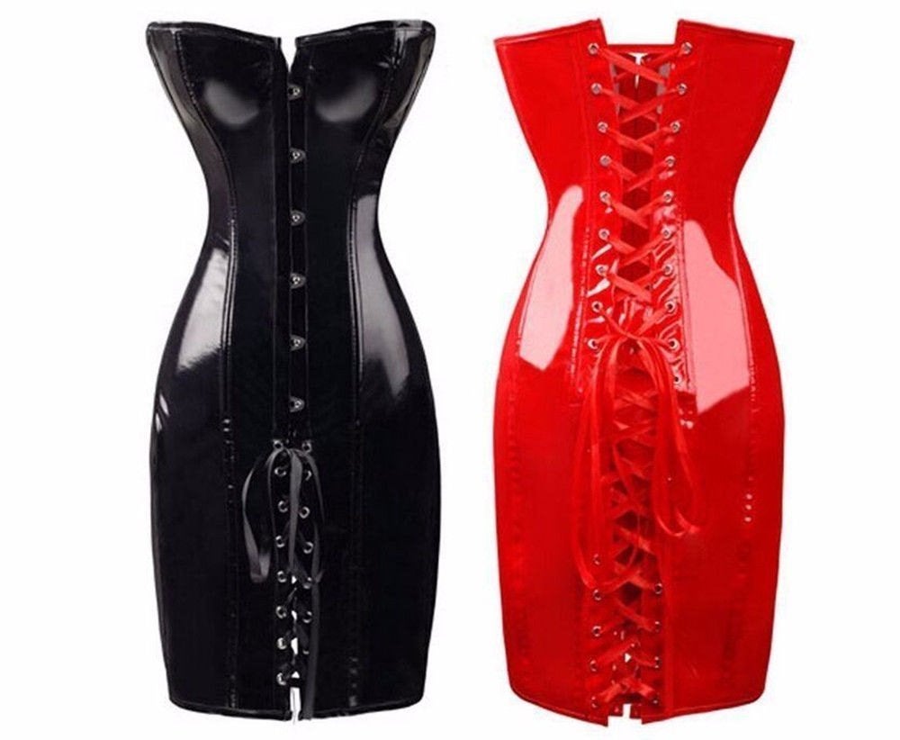 Dames pvc korset jurk (sexy wetlook latex leer look zwart), Overige kleuren, Verzenden, Maat 46/48 (XL) of groter, Nieuw
