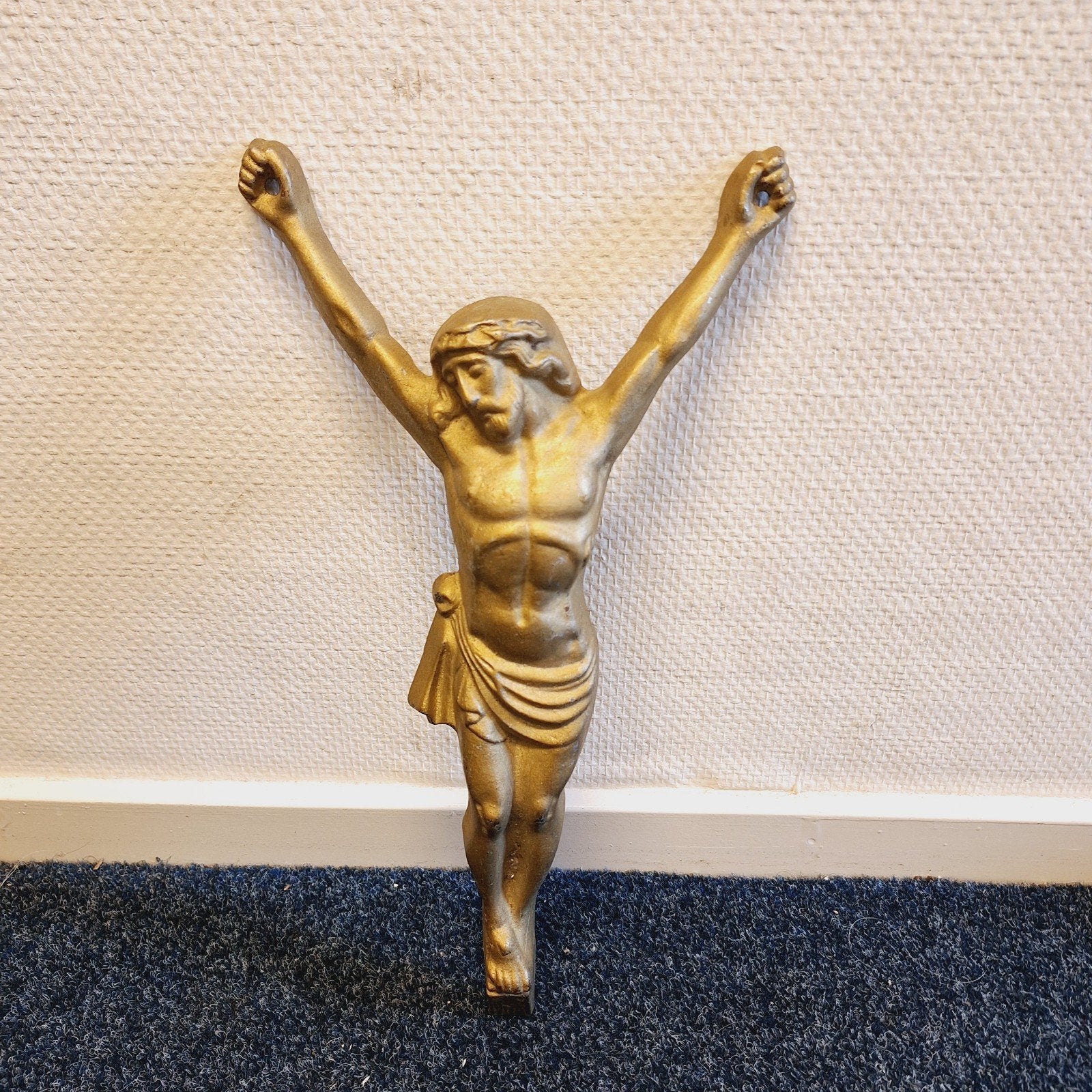 Vintage IJzeren Christusbeeld (Goudkleurig), Ophalen of Verzenden