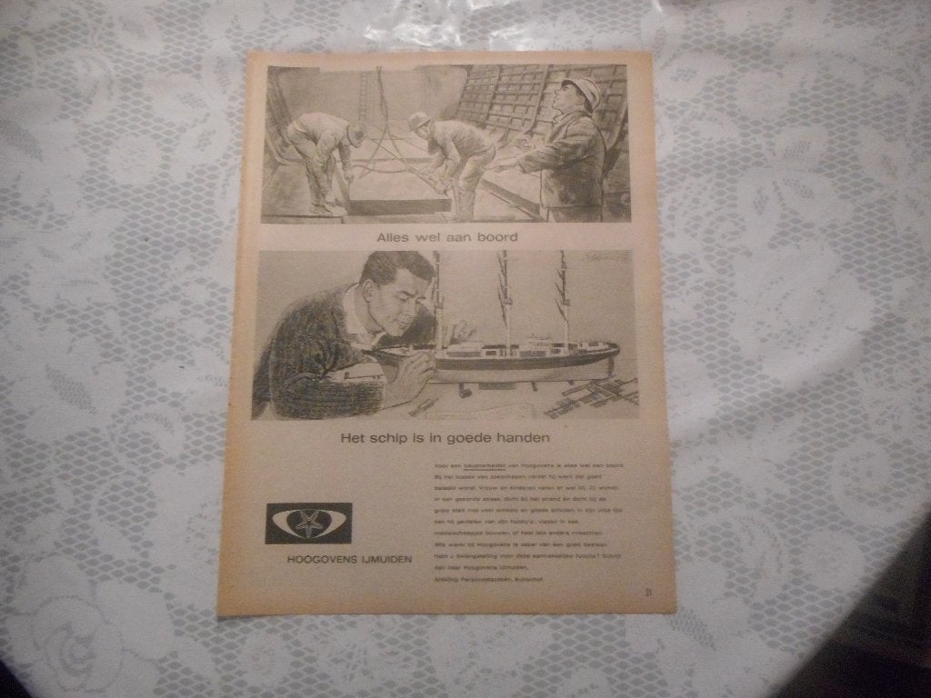 Adv. Hoogovens. Schip in goede handen. 1962., Verzamelen, Ophalen of Verzenden, Gebruikt, Overige typen