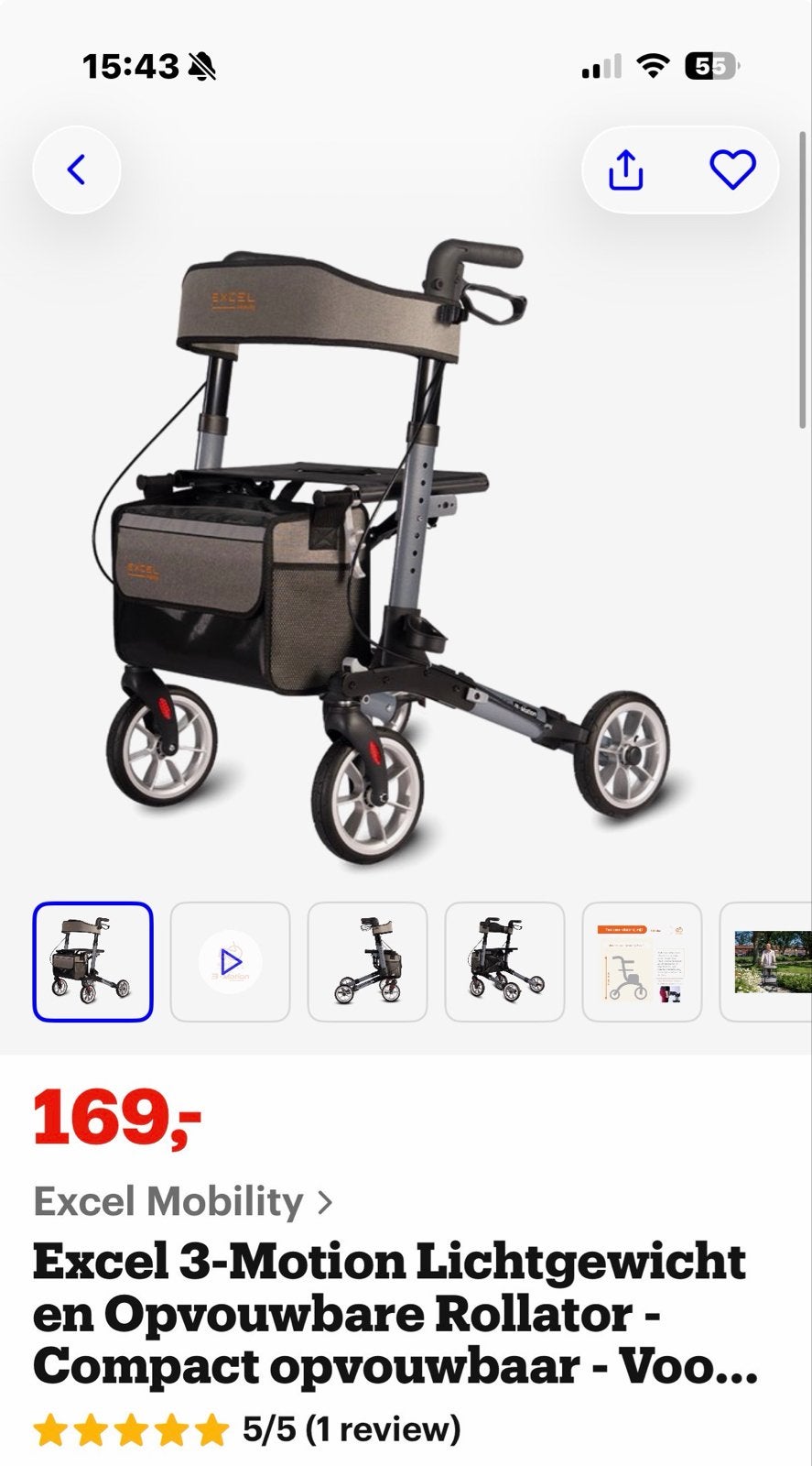 Rollator, Ophalen of Verzenden, Opvouwbaar, Gebruikt