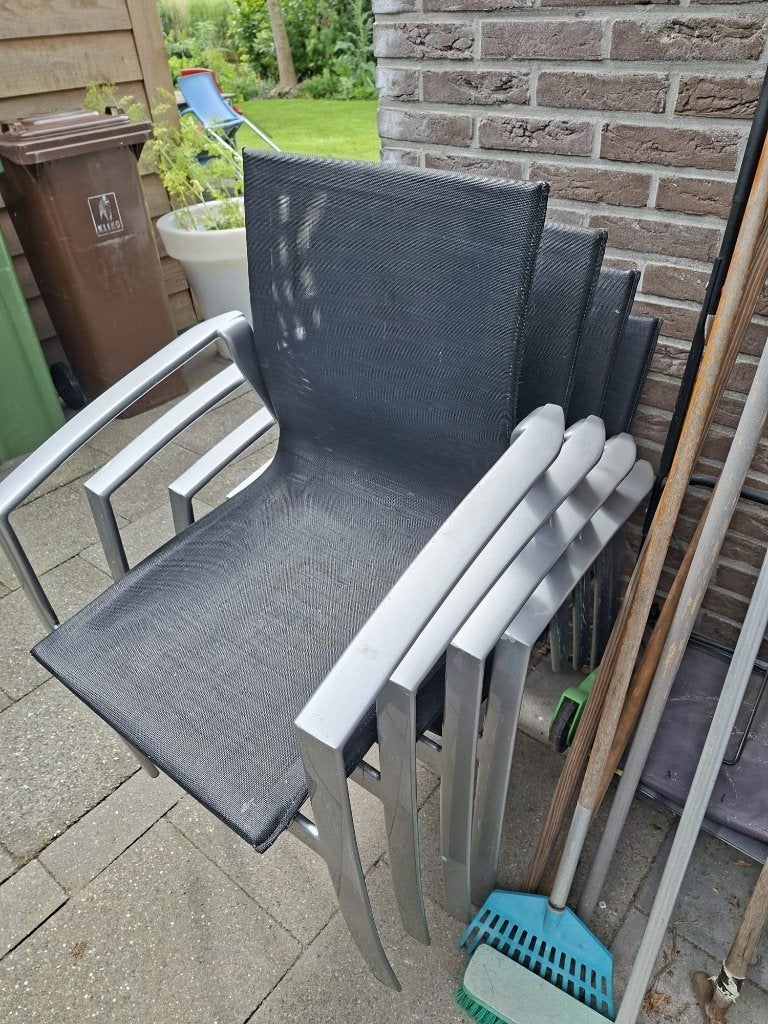 Tuin stoelen 4st. VAL-EUR, Ophalen, Gebruikt, Aluminium, Stapelbaar