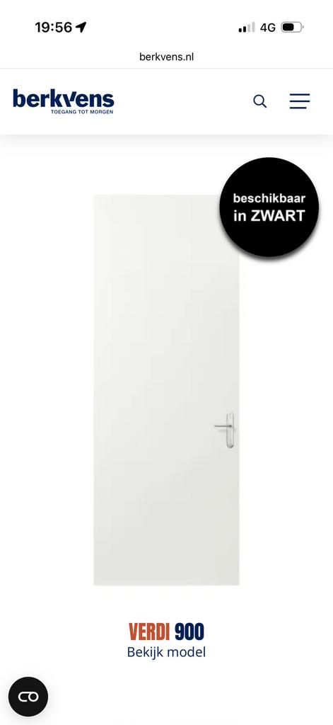 Deur Bervkens Verdi 900 255x92.3 opdek kozijn, Doe-het-zelf en Verbouw, Deuren en Horren, Ophalen, Zo goed als nieuw, Binnendeur