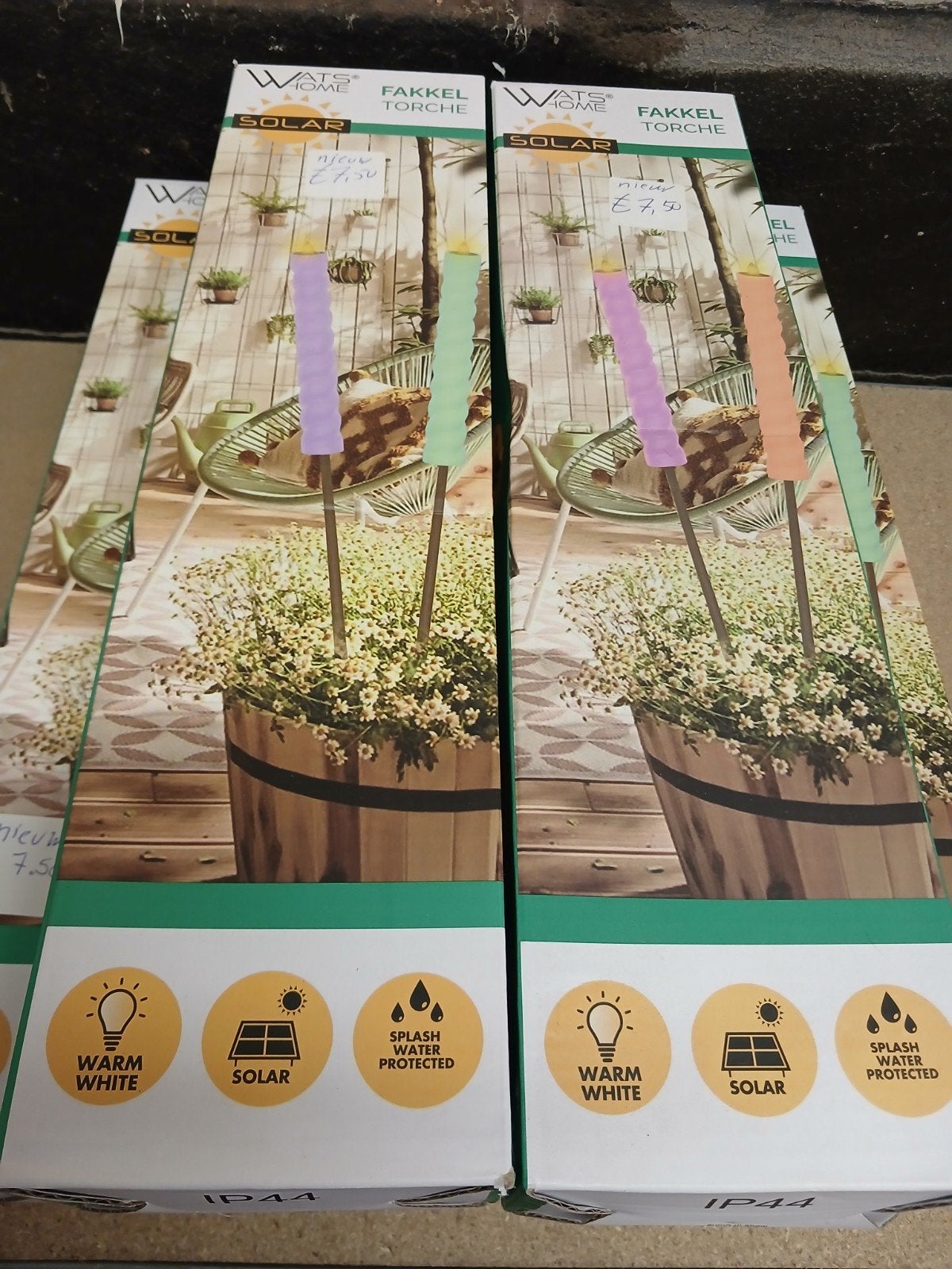 Nieuwe Solar Fakkel Tuinverlichting Warm Wit Spatwaterdich, Ophalen