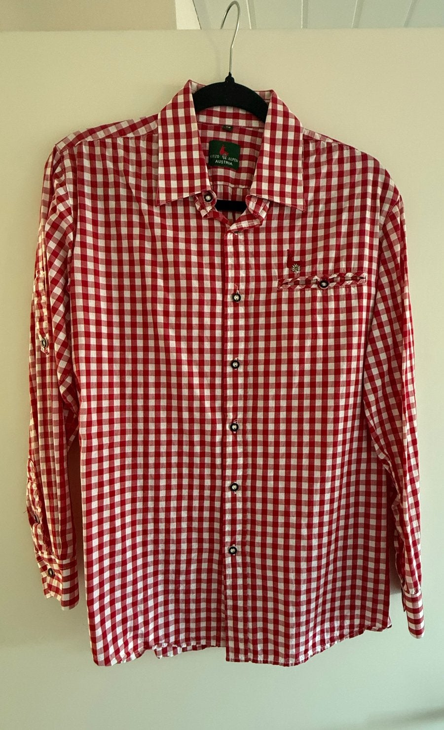 Echte Lederhose met Bretels + Blouse en Sokken, Ophalen of Verzenden, Zo goed als nieuw, Maat 48/50 (M), Bruin