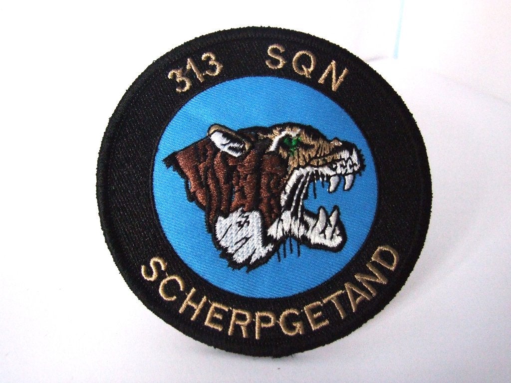 Patch,Embleem,KLU,SQN,313,Scherp,Getand, Verzenden, Luchtmacht, Nederland, Embleem of Badge