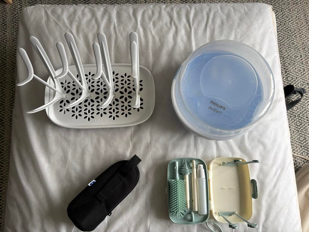 Babyfles accessoires bundel: Philips Avent, Momcozy, MAM, Ophalen, Zo goed als nieuw, Sterilisator