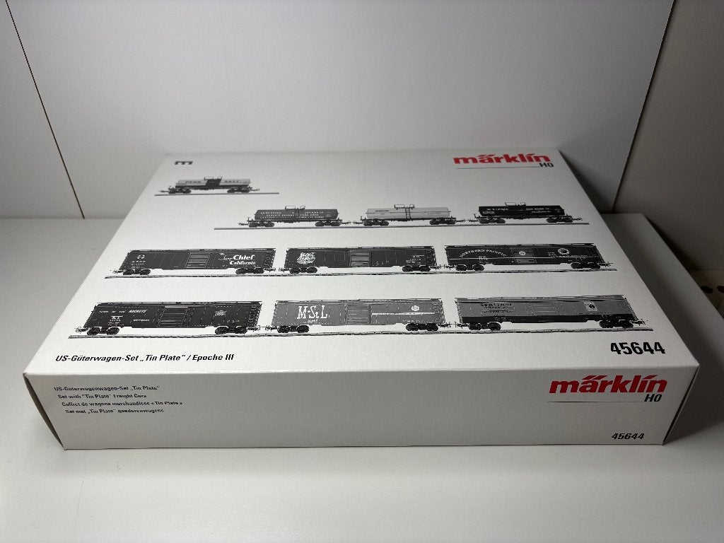 Märklin H0 45644 USA set van 10 goederenwagons "Tin Plate", Hobby en Vrije tijd, Modeltreinen | H0, Wisselstroom, Treinset, Nieuw