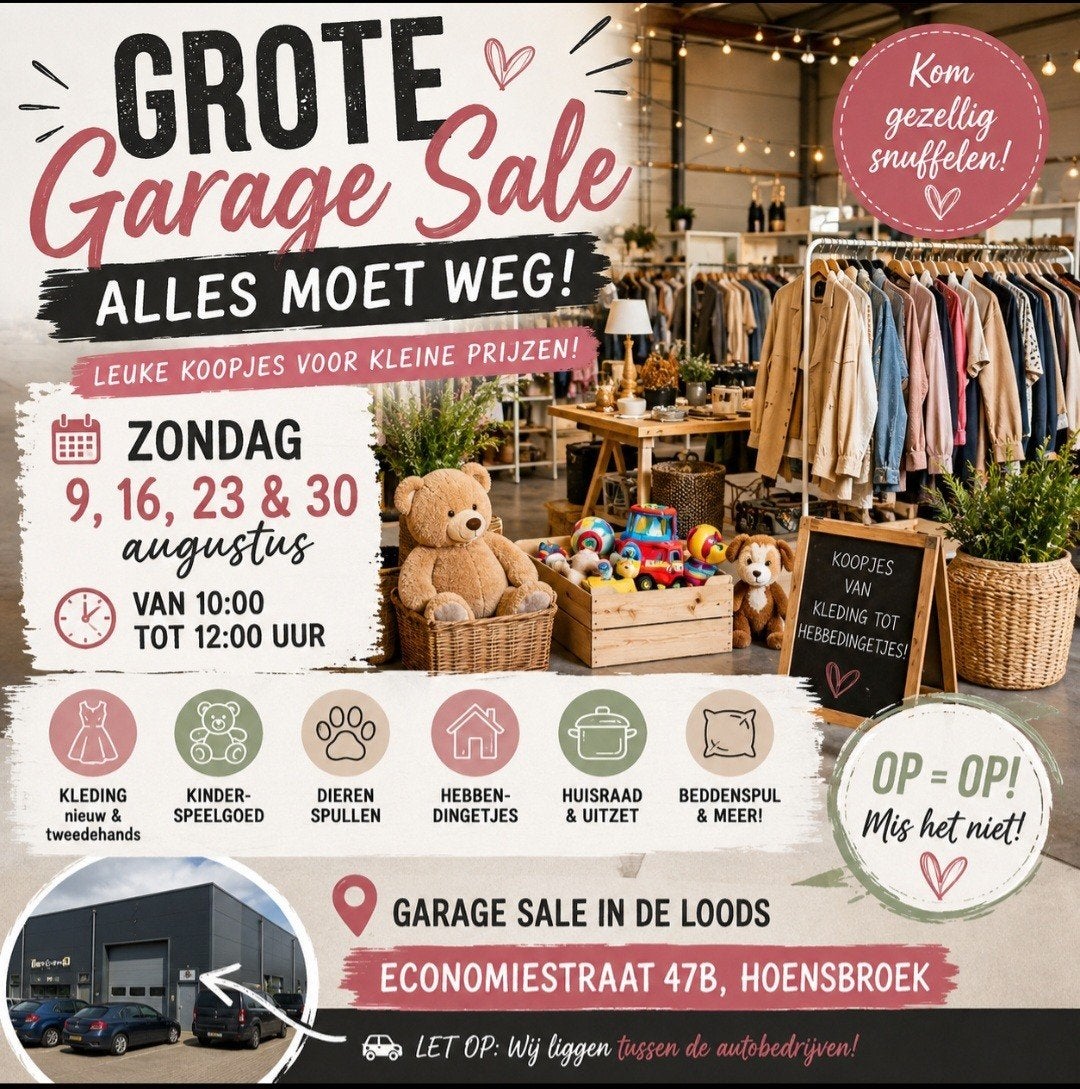 4 zondagen garagesale, Ophalen, Nieuw