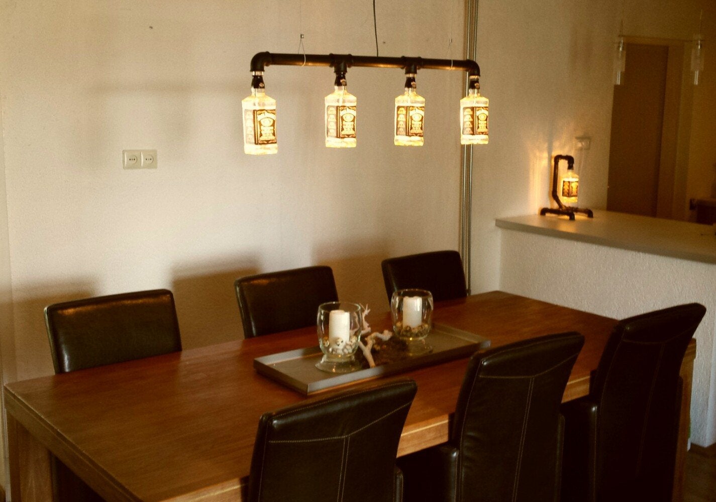 Unieke Jack Daniel's Flessen Hanglamp - Industriële Stijl, Gebruikt, Industrieel, Vintage, Uniek, E14 (klein), Ophalen of Verzenden