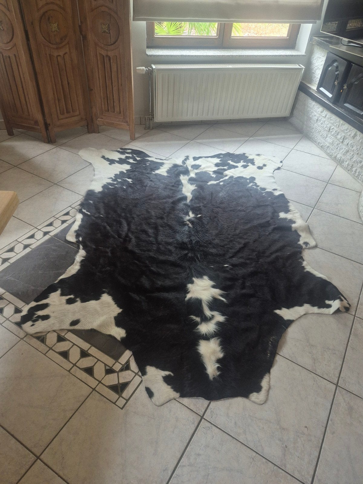 Zwart-wit koeienhuid vloerkleed / wandkleed -, 150 tot 200 cm, Modern, Landelijk, Natuurlijk, 200 cm of meer, Ophalen of Verzenden