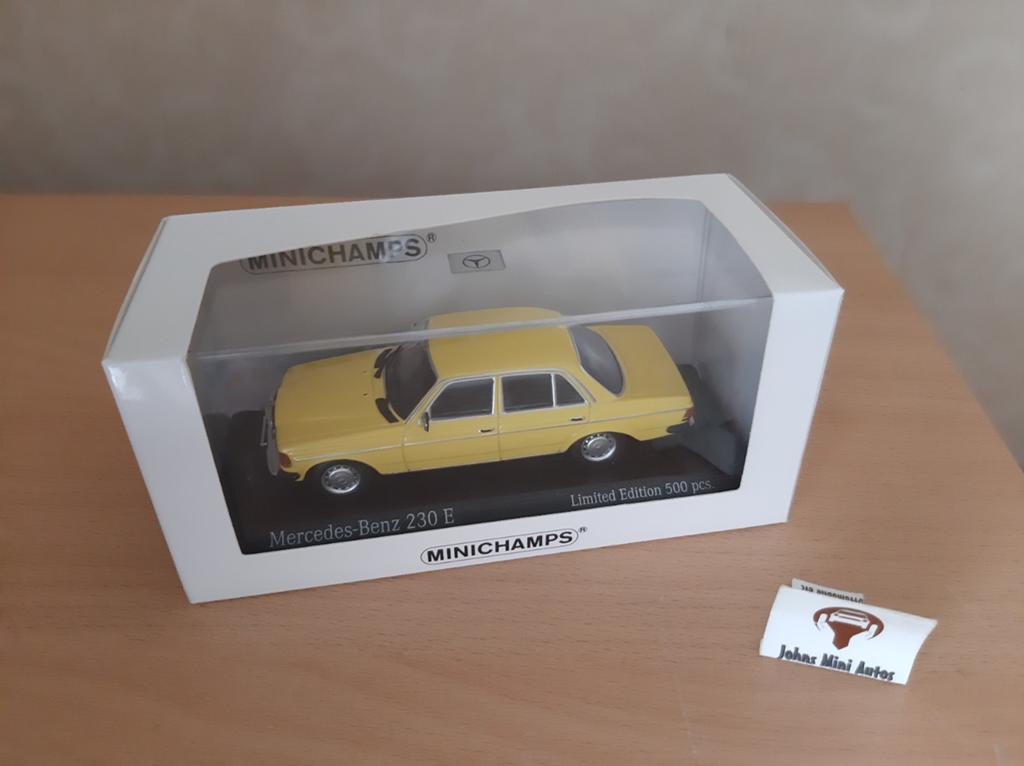 Mercedes Benz 230E (W123) 1982 geel van Minichamps 1:43, Minichamps, Auto, Nieuw, Ophalen of Verzenden