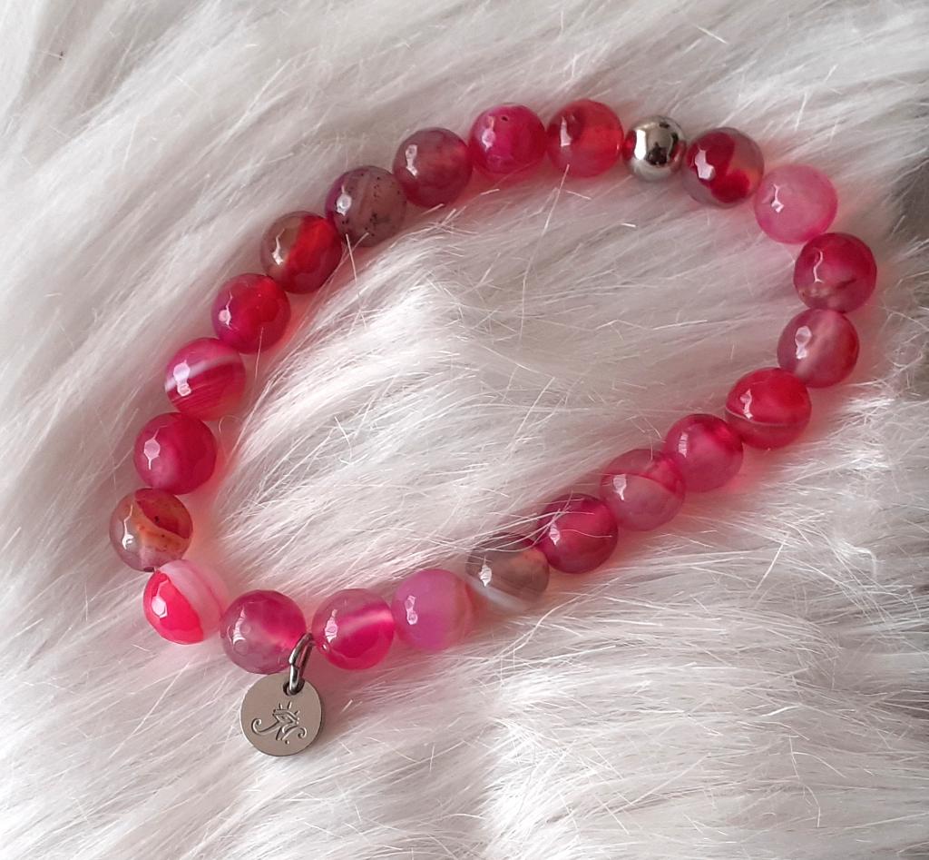 Kralenarmband roze agaat Nogu, Sieraden, Tassen en Uiterlijk, Armbanden, Overige materialen, Met bedels of kralen, Nieuw, Ophalen of Verzenden