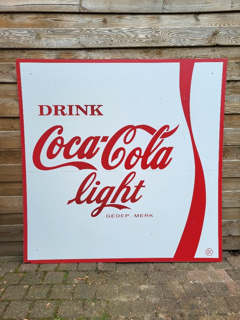 Coca Cola Light Reclamebord 150x150cm vintage kunststof bord, Ophalen, Gebruikt, Reclamebord