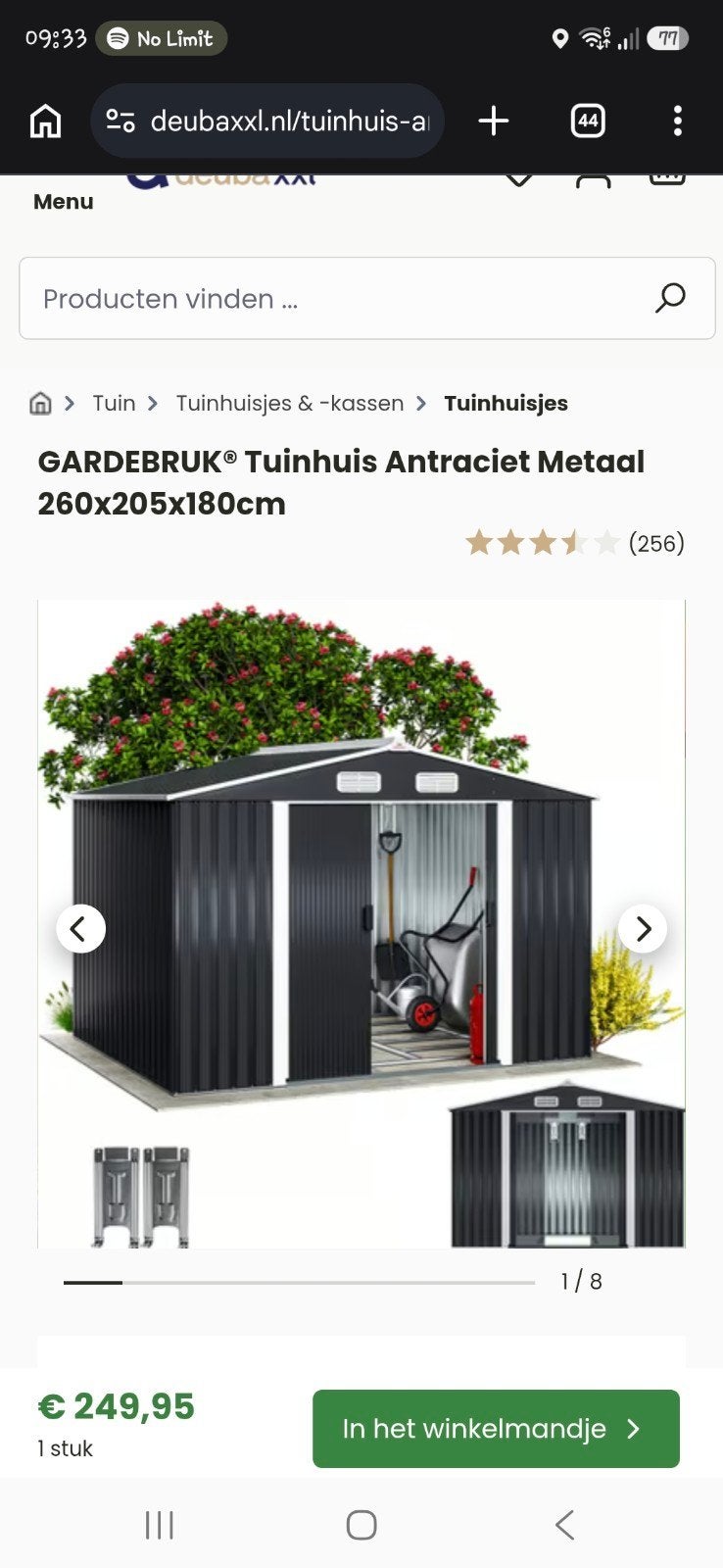 Tuinhuis/schuurtje voor fatbike, makkelijk demontabel, Tuin en Terras, Ophalen, Overige materialen, 250 tot 500 cm, Schuur