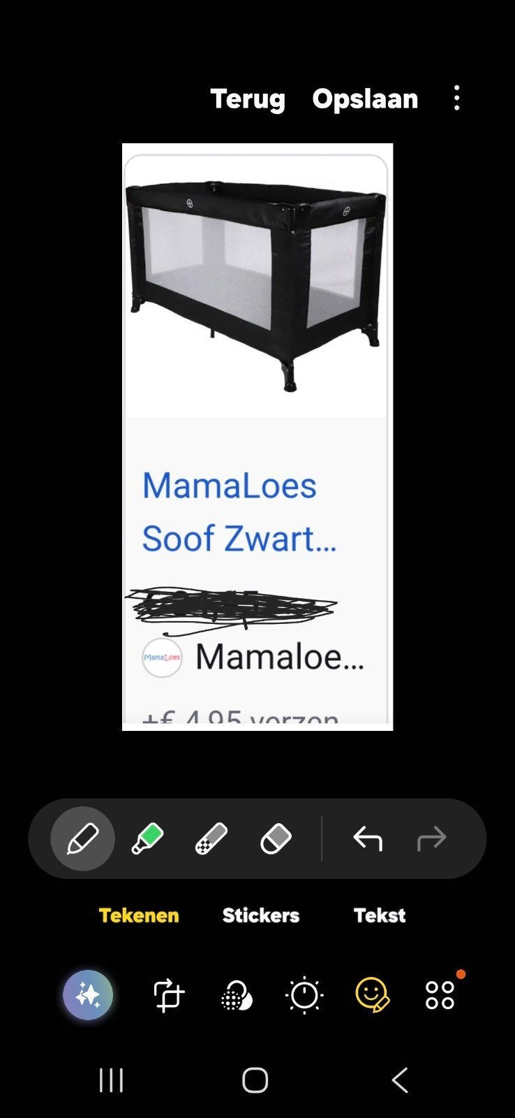 MamaLoes Soof Kinderbedje Zwart - matras- draagtas., Ophalen of Verzenden, Zo goed als nieuw