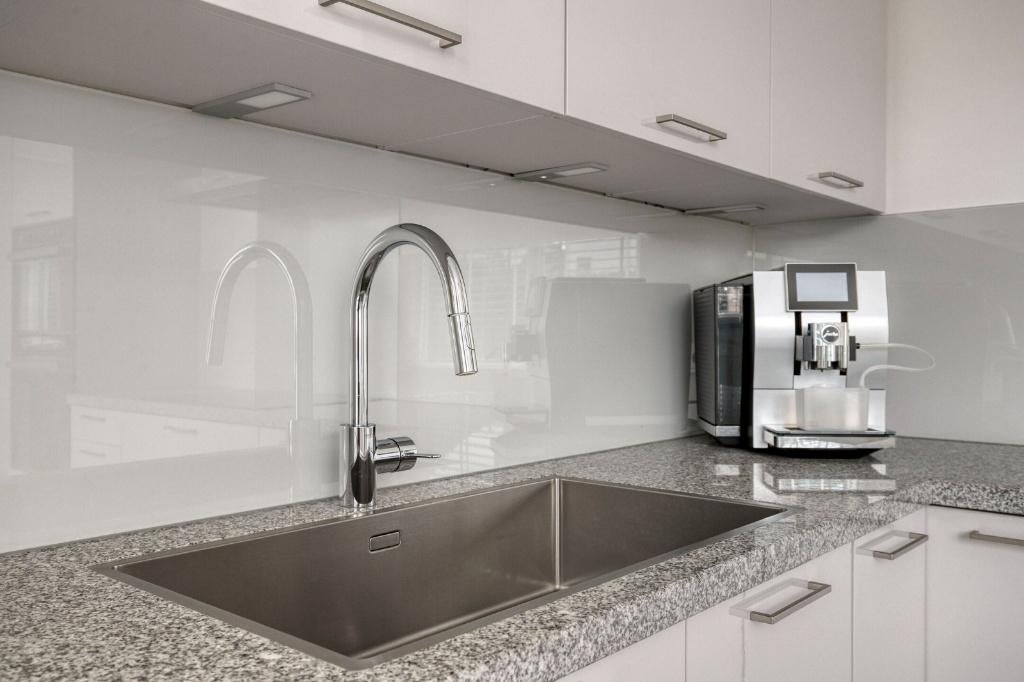 moderne design hoekkeuken – wit hoogglans GEDEMONTEERD, Wit, Hoekkeuken, Graniet of Steen, Ophalen of Verzenden