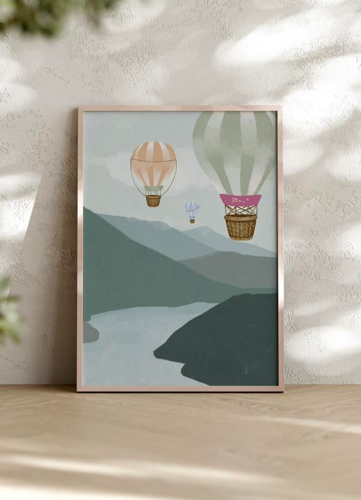 Kinderposter Luchtballonnen A4, Ophalen of Verzenden, Nieuw
