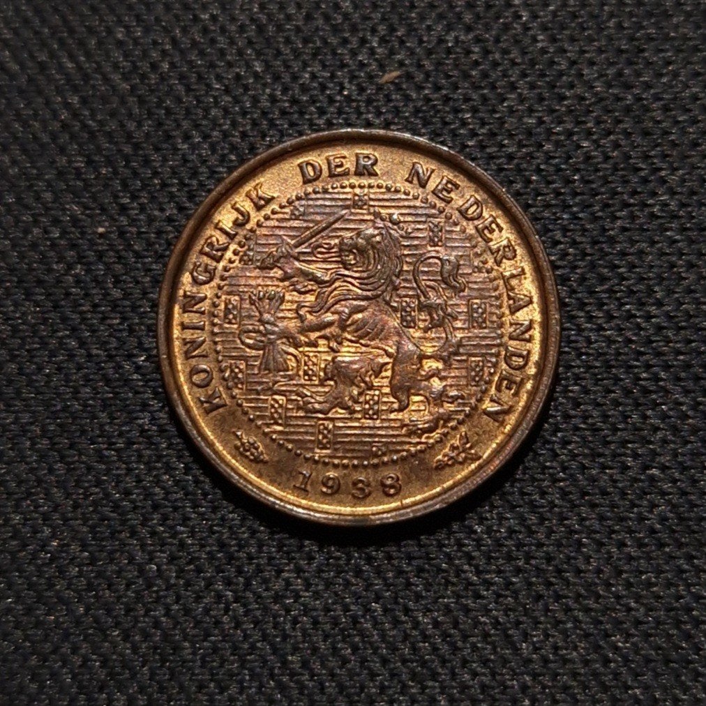 1/2 cent 1938, Verzenden, Koningin Wilhelmina, Overige waardes, Losse munt