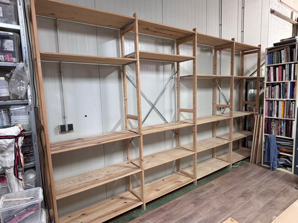 Grote Houten Legbordstelling - 240x403x40 cm, Ophalen, Gebruikt