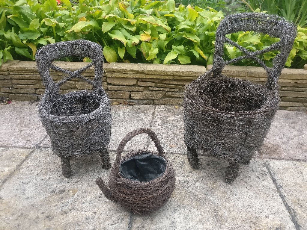 Tuinmand mand bloemenmand plantenmand bloempot met handvat, Overige materialen, Gebruikt, Ophalen of Verzenden, Overige vormen