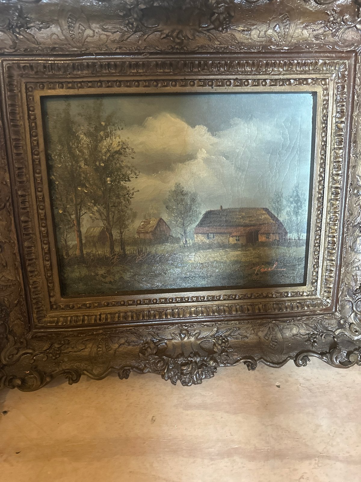 Oud Hollands Landschap Schilderij met Boerderij, Antiek en Kunst, Kunst | Schilderijen | Klassiek, Ophalen of Verzenden