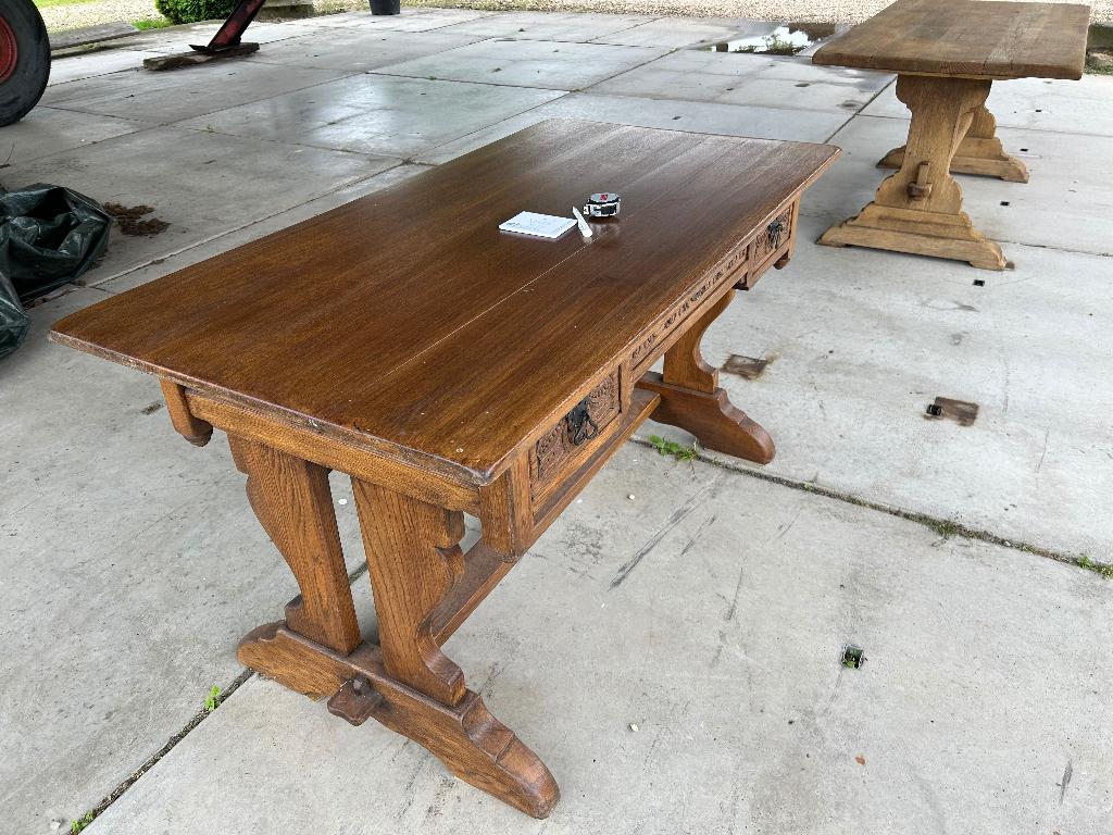 Eiken tafel / bureau, Ophalen, Gebruikt, 100 tot 150 cm, Eikenhout