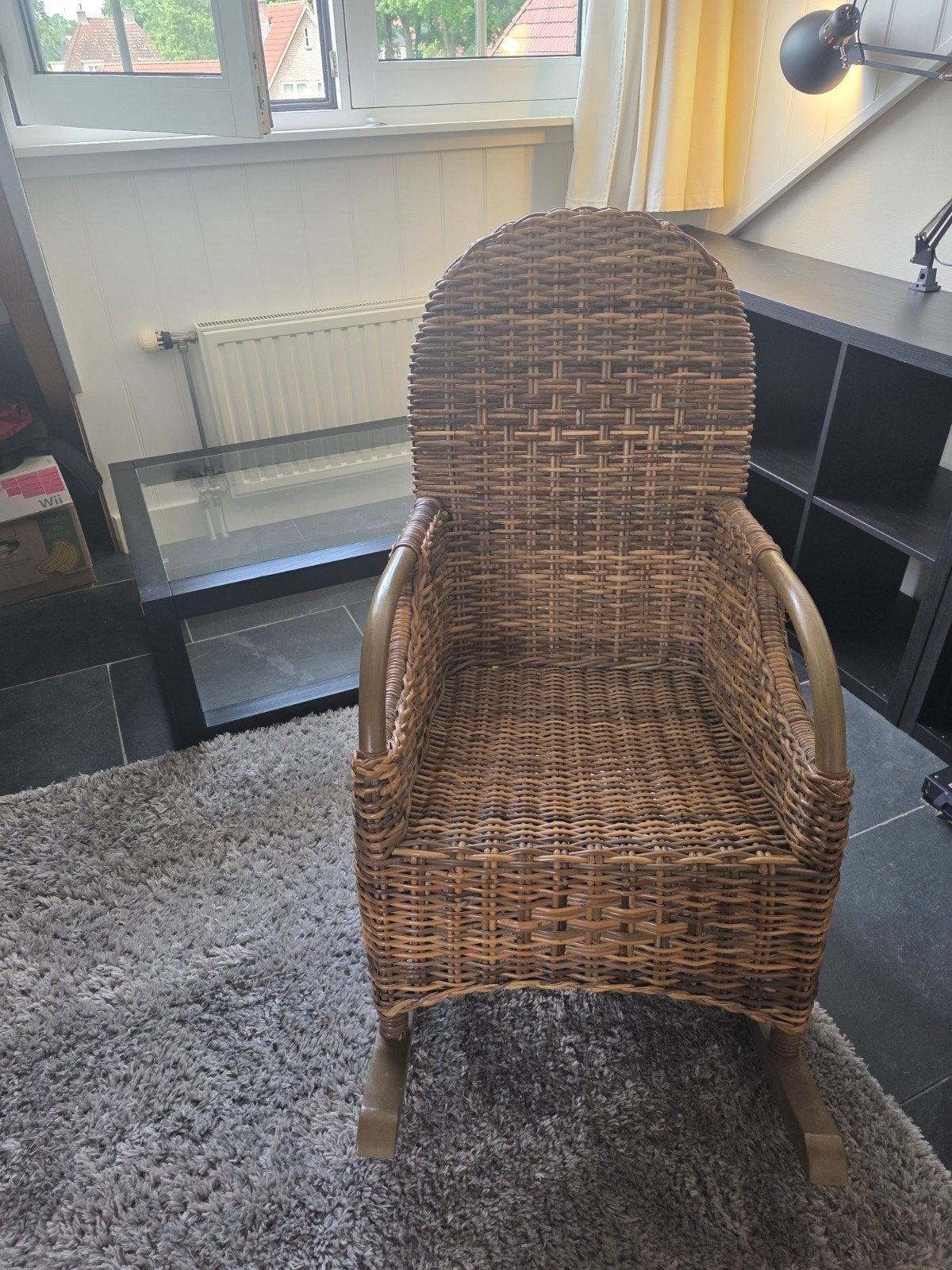 Rotan schommelstoel, Gebruikt, Bruin, Riet of Rotan, Ophalen of Verzenden