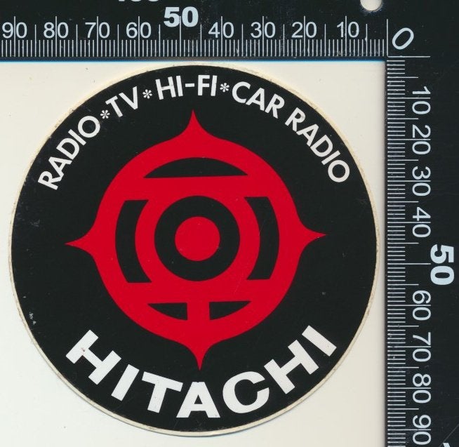 Sticker: Hitachi - Radio TV HiFi Car Radio (2), Verzamelen, Ophalen of Verzenden, Zo goed als nieuw, Bedrijf of Vereniging