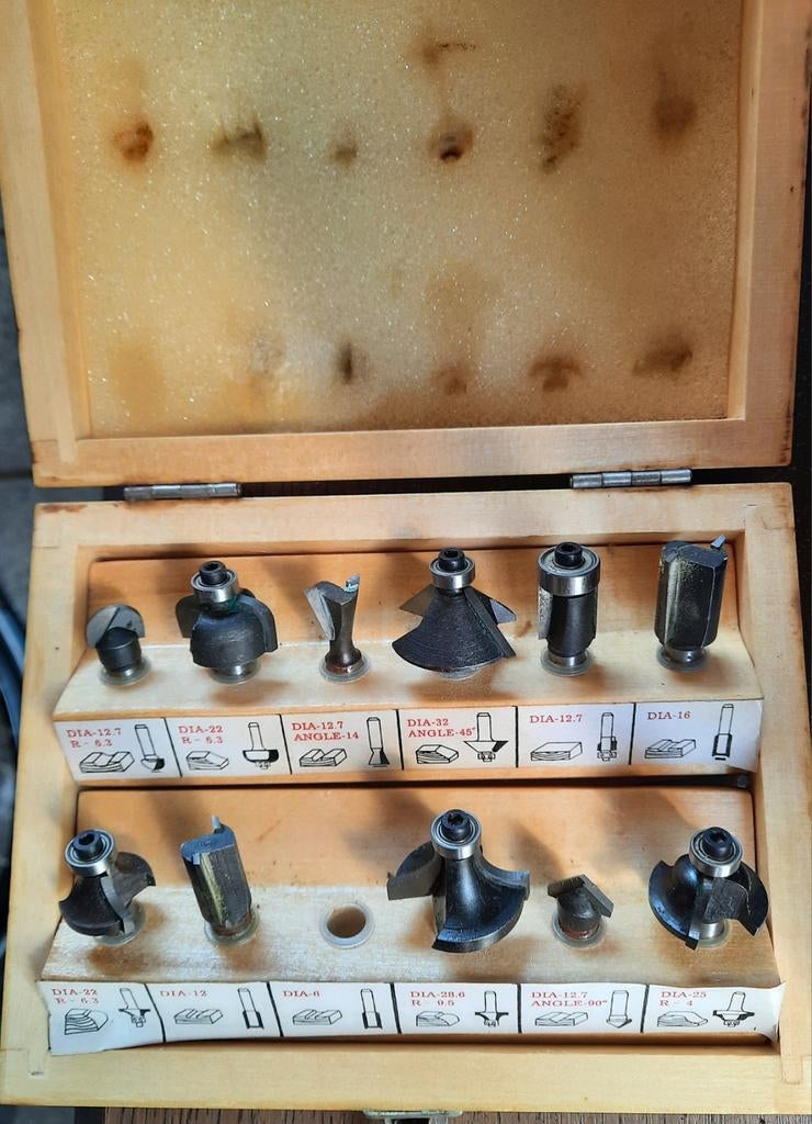 Kinzo Frezenset in Houten Kist - Diverse Frezen, Gebruikt, Kinzo, Ophalen of Verzenden, Bovenfrees