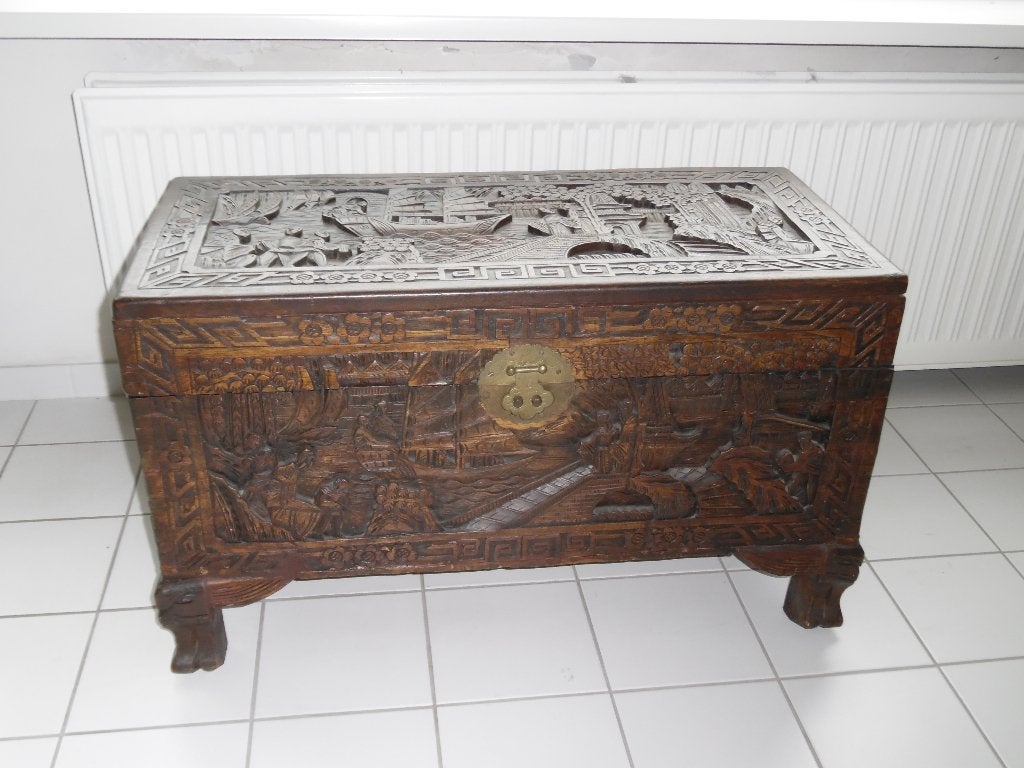 Te Koop Antieke chinese dekenkist, Ophalen, Minder dan 50 cm, Gebruikt, 50 tot 100 cm