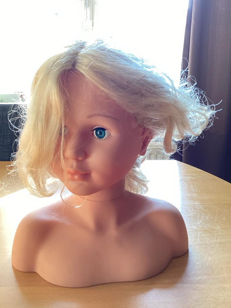 Oefenhoofd met blond haar - ideaal voor vlechten, Ophalen of Verzenden, Gebruikt, Overige typen