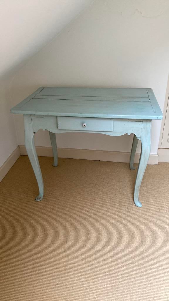 Heel mooi elegant antiek oud groen tafeltje, Ophalen, 50 tot 100 cm, Zo goed als nieuw, 25 tot 50 cm