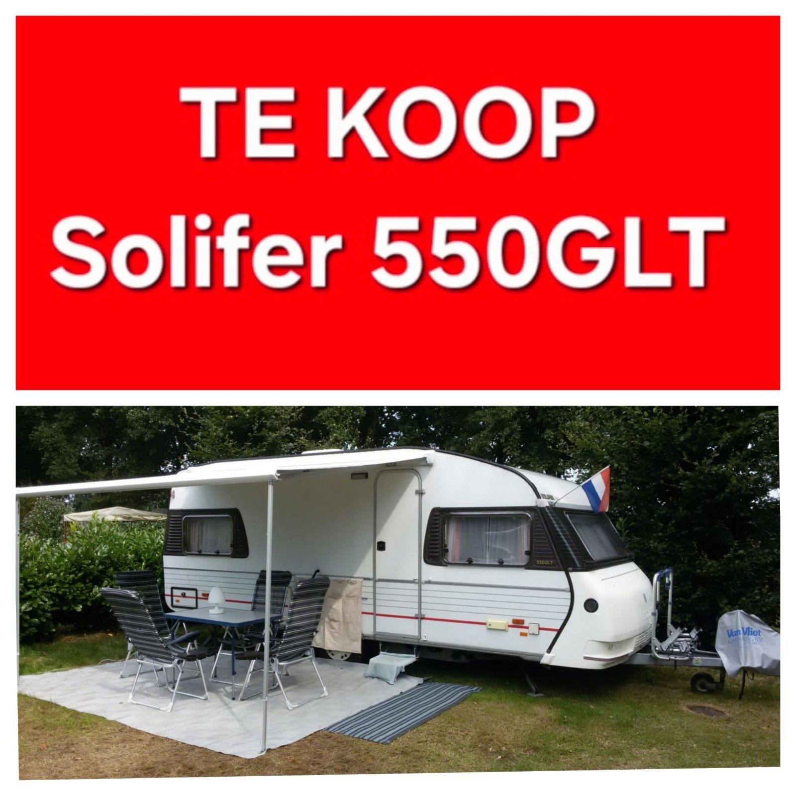 Te Koop Solifer 550 GLT wegens aankoop andere caravan, Caravans en Kamperen, Caravans, Vast bed, 7 tot 8 meter, 750 - 1000 kg
