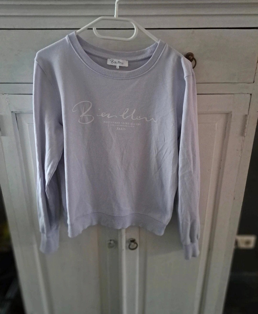 Lila sweater met lange mouwen en opdruk - Maat S, Kleding | Dames, Paars, Ophalen of Verzenden, Lange mouw, Maat 36 (S)