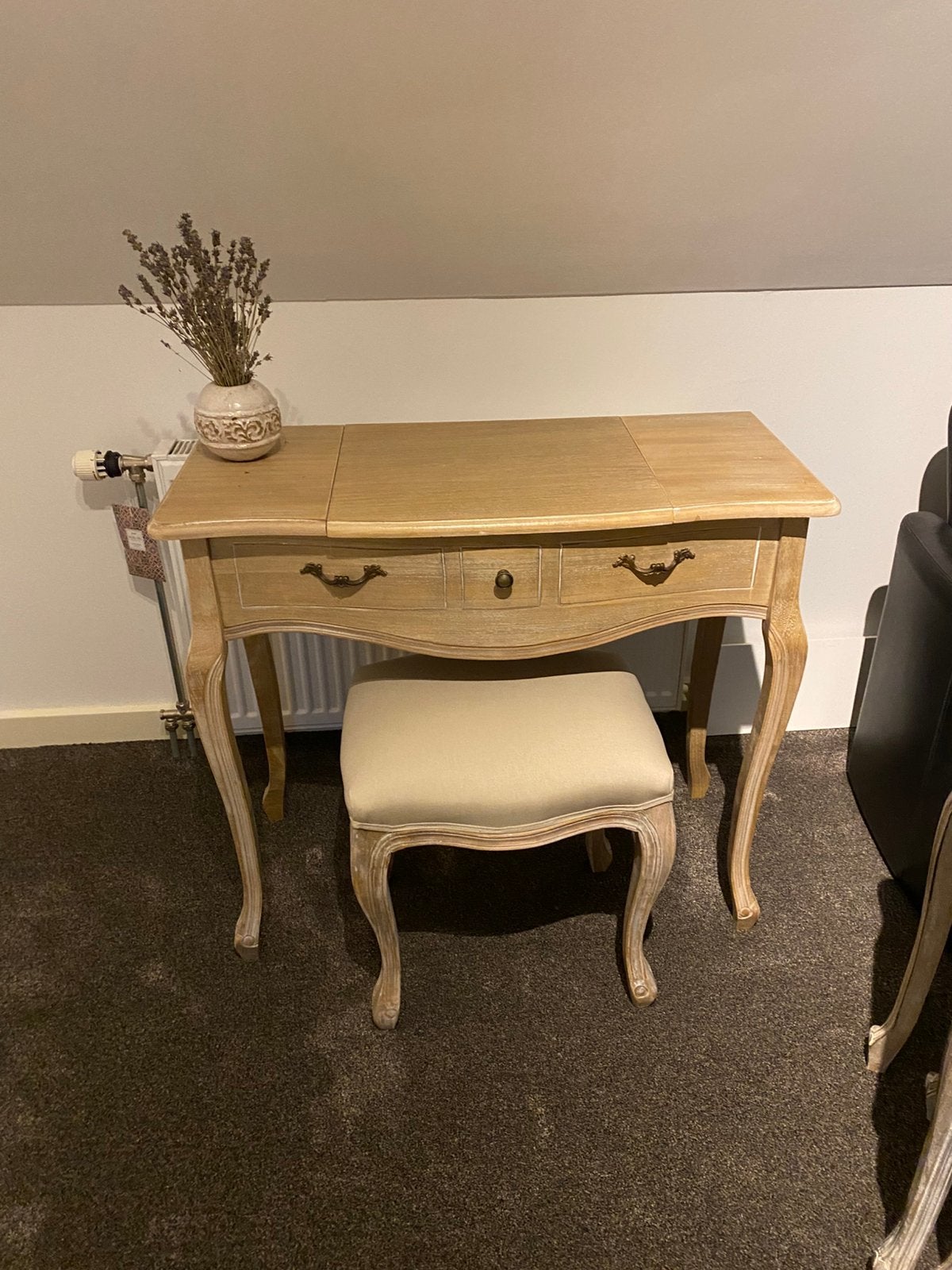 Mooie houten make-up/ kaptafel met krukje, Ophalen, Sfeervol, 50 tot 100 cm, Zo goed als nieuw