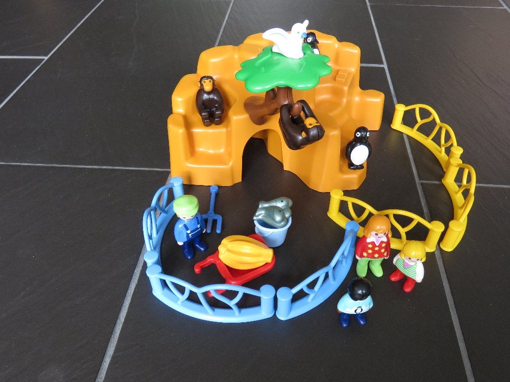 Playmobil 123 dierenpark, 23 delig met rots., Ophalen of Verzenden, Gebruikt, Overige typen
