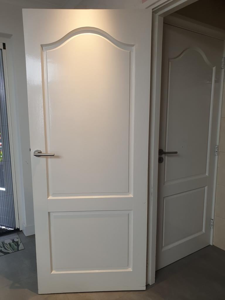 Gratis af te halen 4 hardhouten paneeldeuren, Doe-het-zelf en Verbouw, Deuren en Horren, Ophalen of Verzenden, Gebruikt, Binnendeur