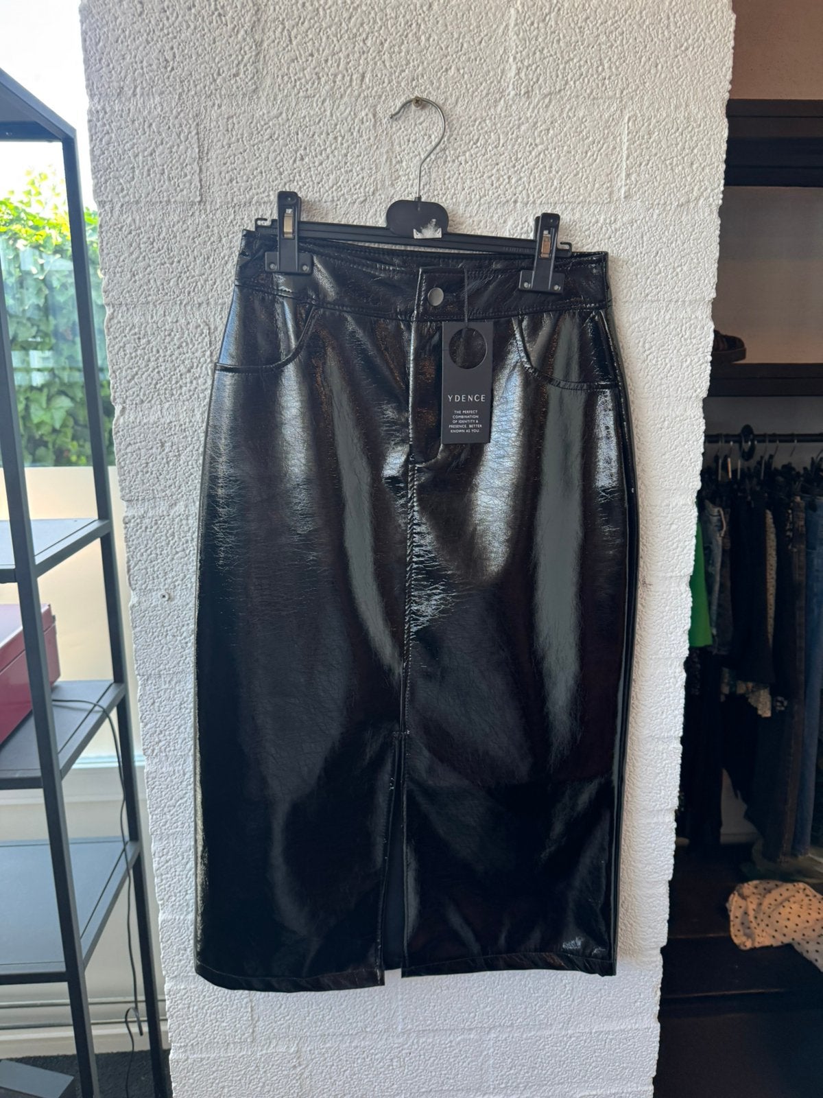 Ydence midi rok lak maat S nieuw, Kleding | Dames, Rokken, Ophalen of Verzenden, Zo goed als nieuw, Zwart, Onder de knie