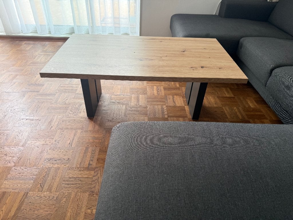 Eiken-look Salontafel met Antraciet poten, Huis en Inrichting, Tafels | Salontafels, Ophalen, Gebruikt, 100 tot 150 cm, 50 tot 100 cm