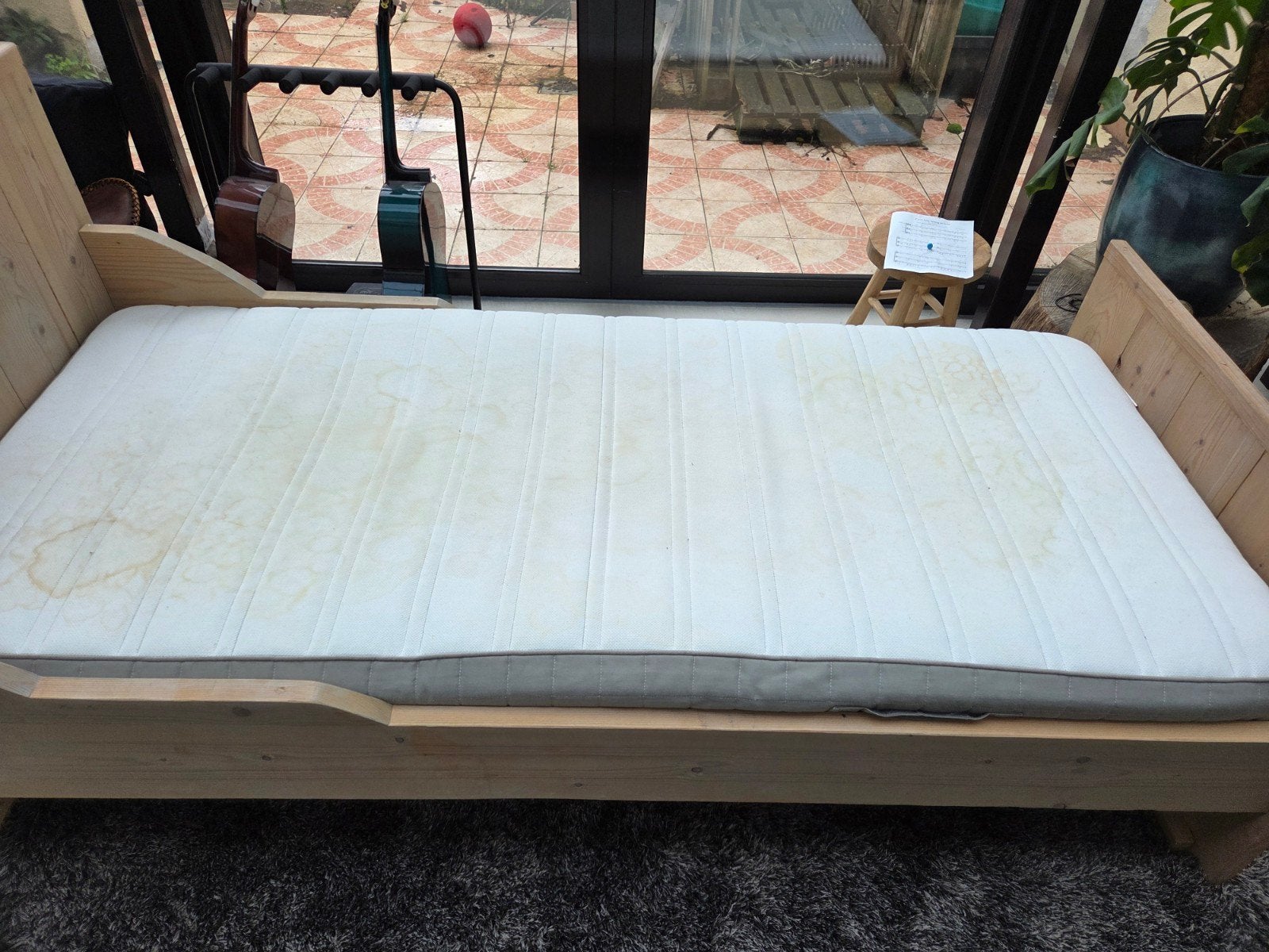 Steigerhouten kinderbed met opberglade en matras, Ophalen, Steigerhout, 200 cm, Rustiek, Speels