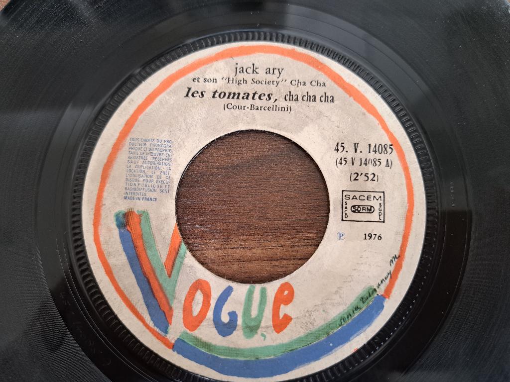 Jack Ary Et Son "High Society" Cha Cha - Les Tomates, 7 inch, Single, Ophalen of Verzenden, Pop