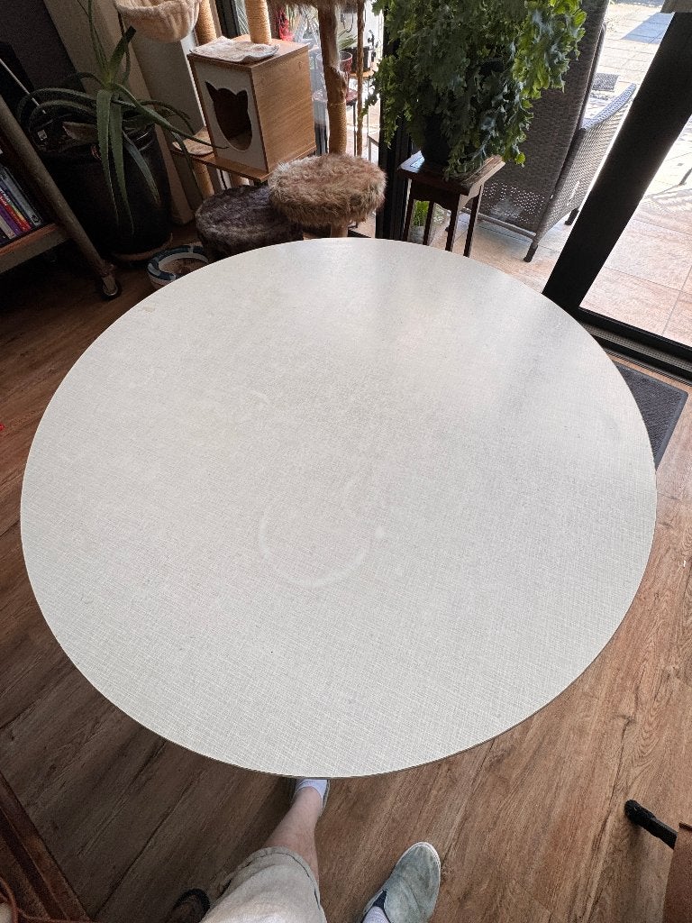 ronde retro eettafel, Huis en Inrichting, Tafels | Eettafels, Ophalen, Gebruikt, 50 tot 100 cm, 100 tot 150 cm