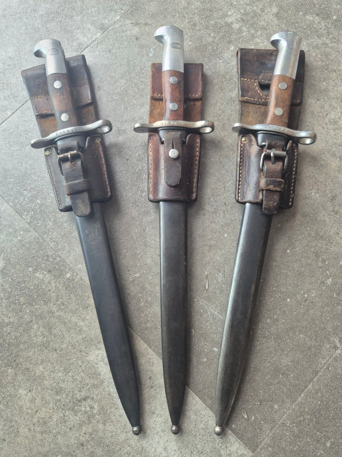 3 Schmidt rubin bajonetten, Ophalen of Verzenden, Landmacht, Overige gebieden, Mes of Dolk