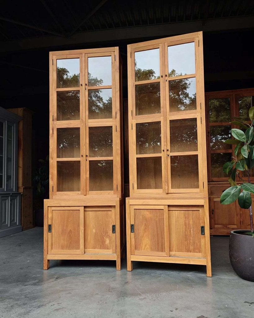 Prachtige hoge schoolkasten | Biologiekasten | Teak #9262, Gebruikt, -, 200 cm of meer, -