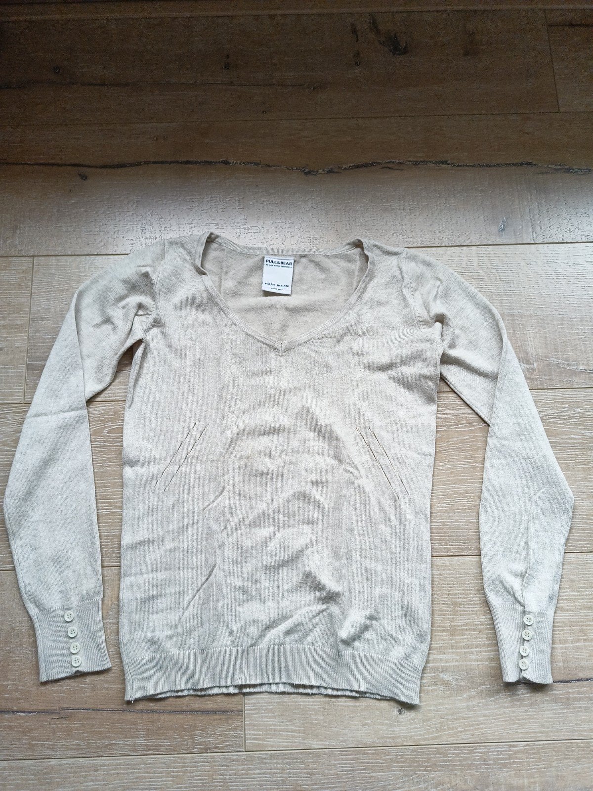 Pull & Bear V-hals trui maat M, Maat 38/40 (M), Beige, Ophalen of Verzenden, Zo goed als nieuw