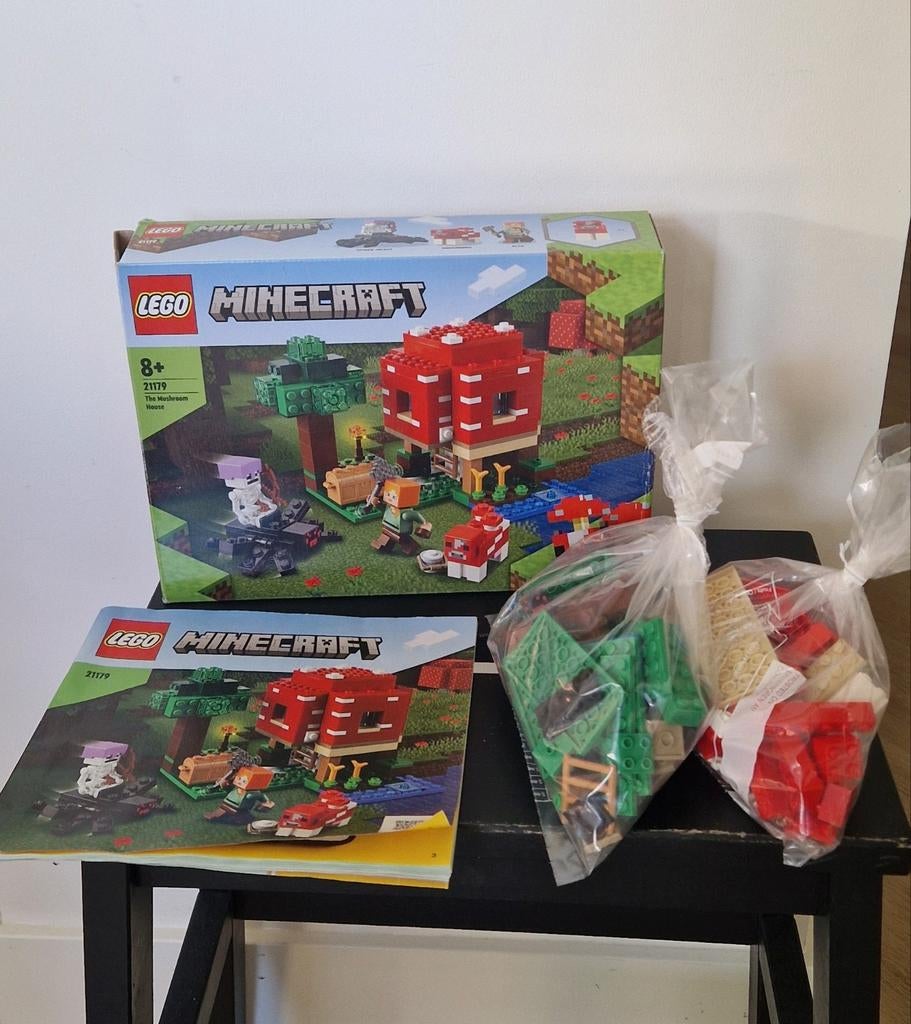 LEGO Minecraft Het Paddestoelenhuis 21179 | complete set, Minecraft, Lego, Ophalen of Verzenden, Zo goed als nieuw