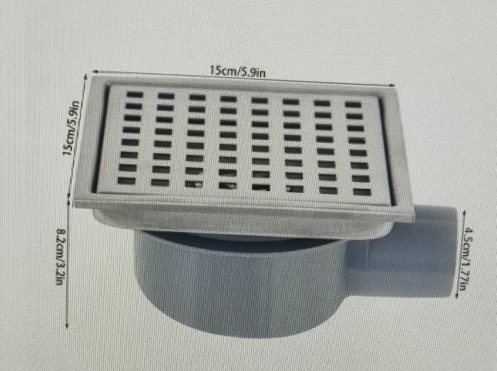 Doucheafvoer 15x15cm, roestvrijstalen afvoer, Nieuw, Ophalen of Verzenden, Minder dan 2 meter, 80 mm of meer