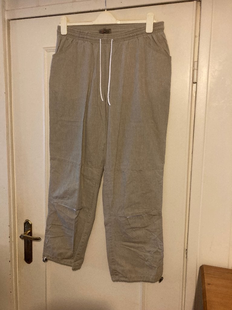 Zomerse bruine katoen / linnen lange broek van Exelle, mt XL, Kleding | Dames, Grote Maten, Exelle, Bruin, Verzenden, Zo goed als nieuw