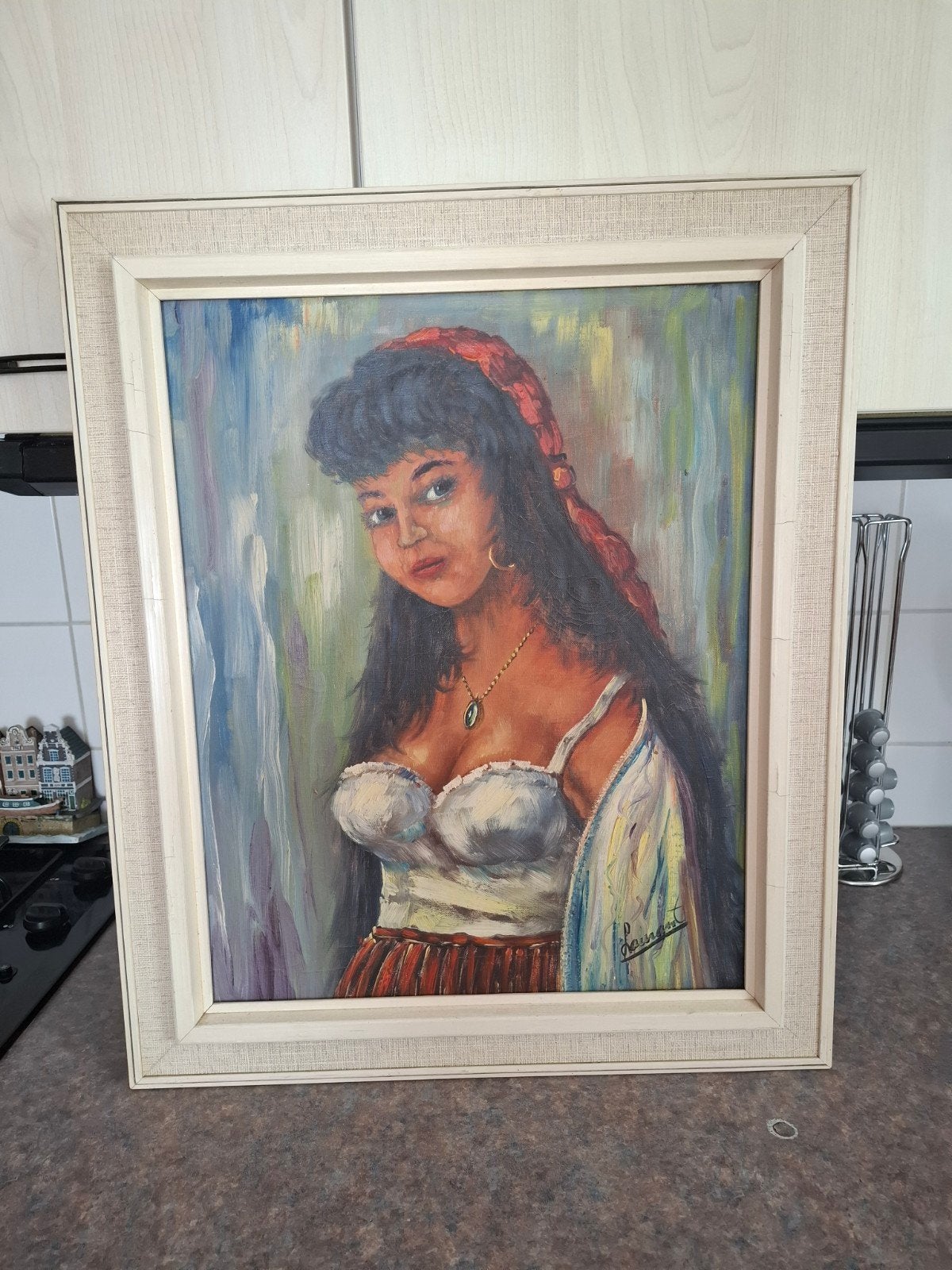 OUDE SCHILDERIJ OP CANVAS JAREN 60, Ophalen of Verzenden