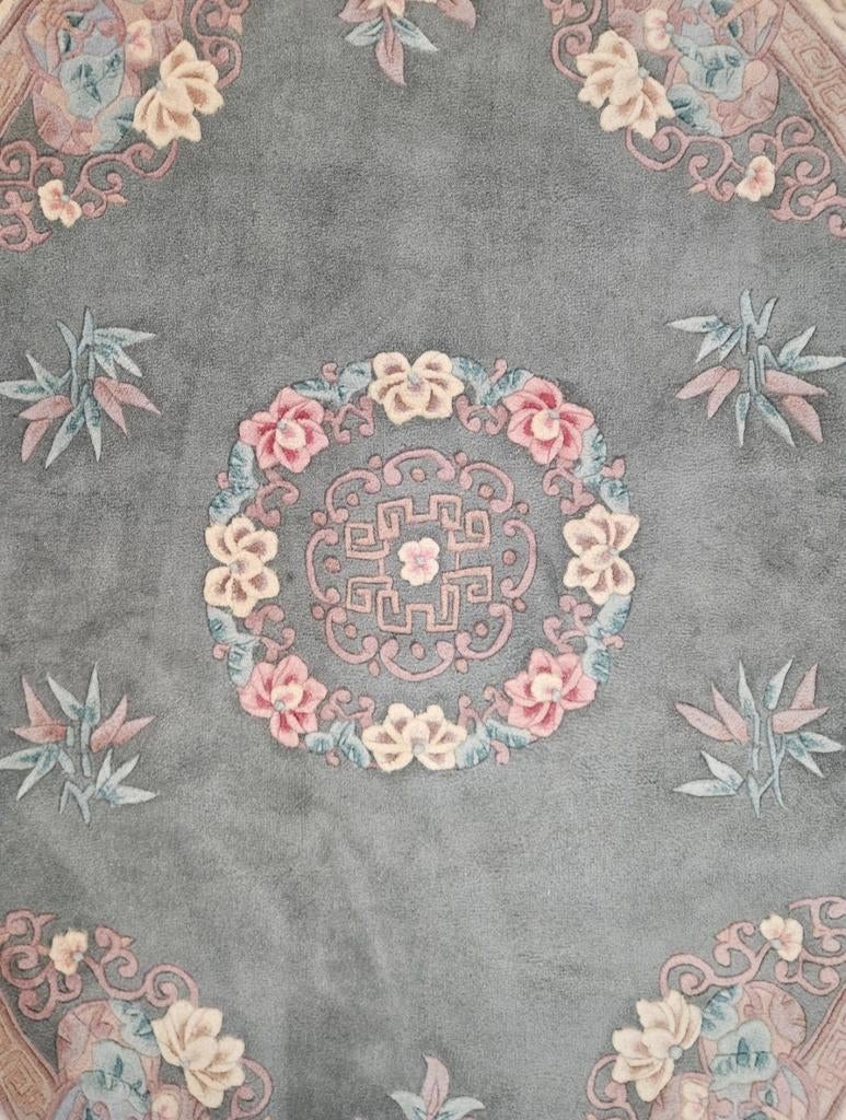 Handmade oriental ovaal Aubusson tapijt floral 177x240cm, Crème, 150 tot 200 cm, Onbekend, 200 cm of meer